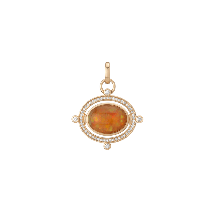 Mined + Found Necklaces Pendant Only No Chain reversible compass pendant, fire opal + diamond, one of a kind
