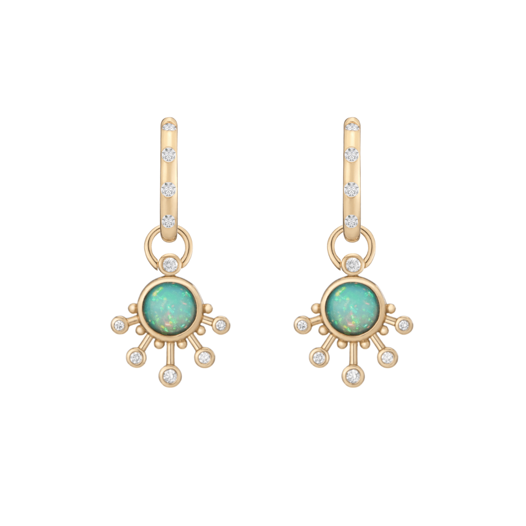 Mined + Found Earrings sera drop earrings, opal + diamond