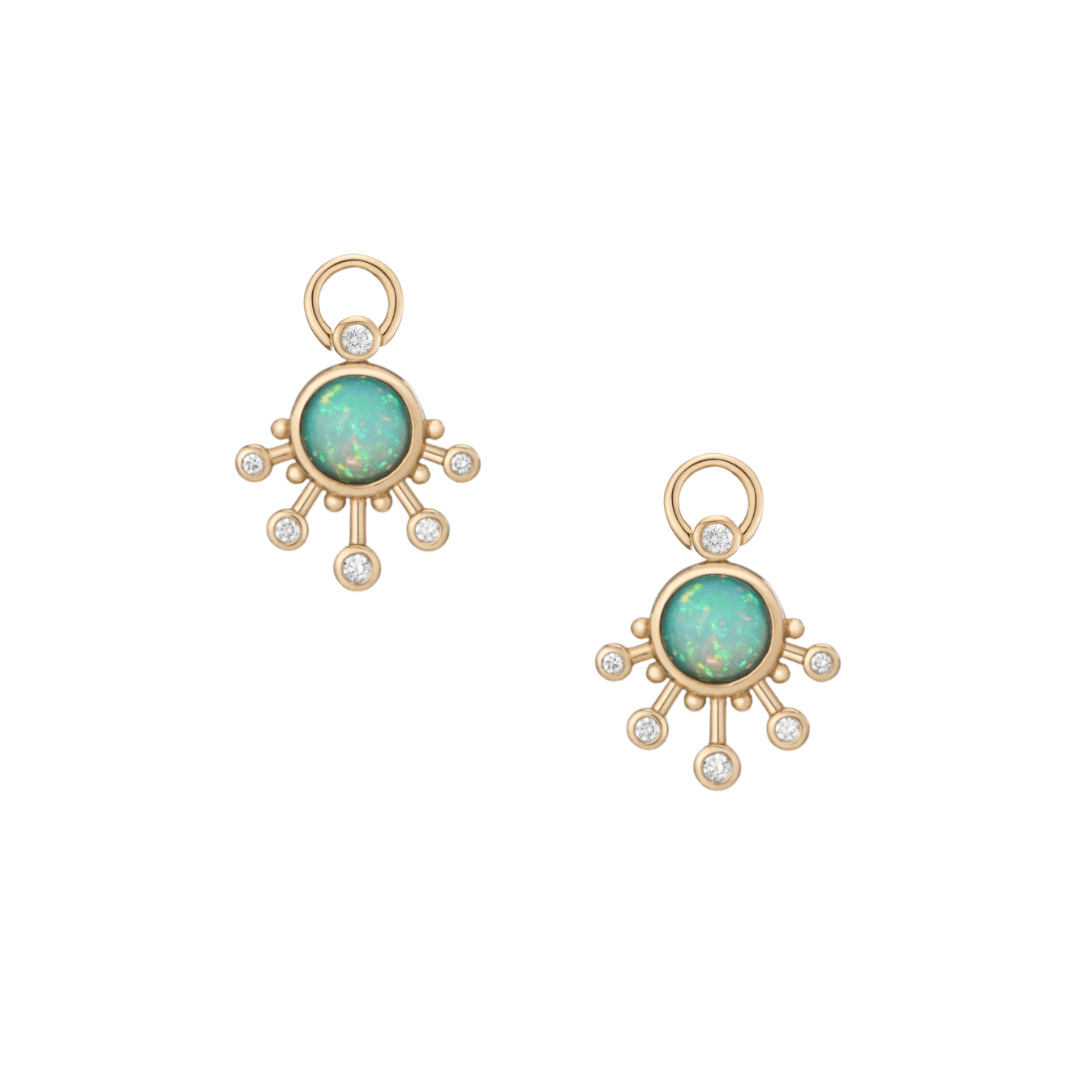 Mined + Found Earrings sera drop earrings, opal + diamond