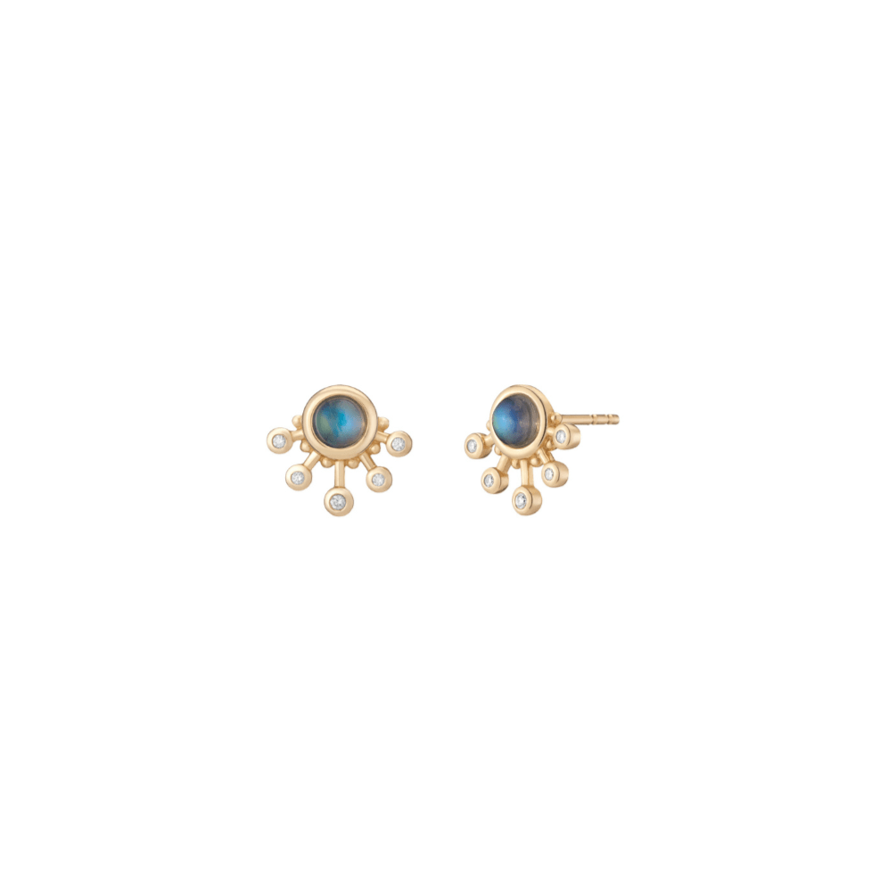 Mined + Found Earrings sera studs, moonstone + diamond