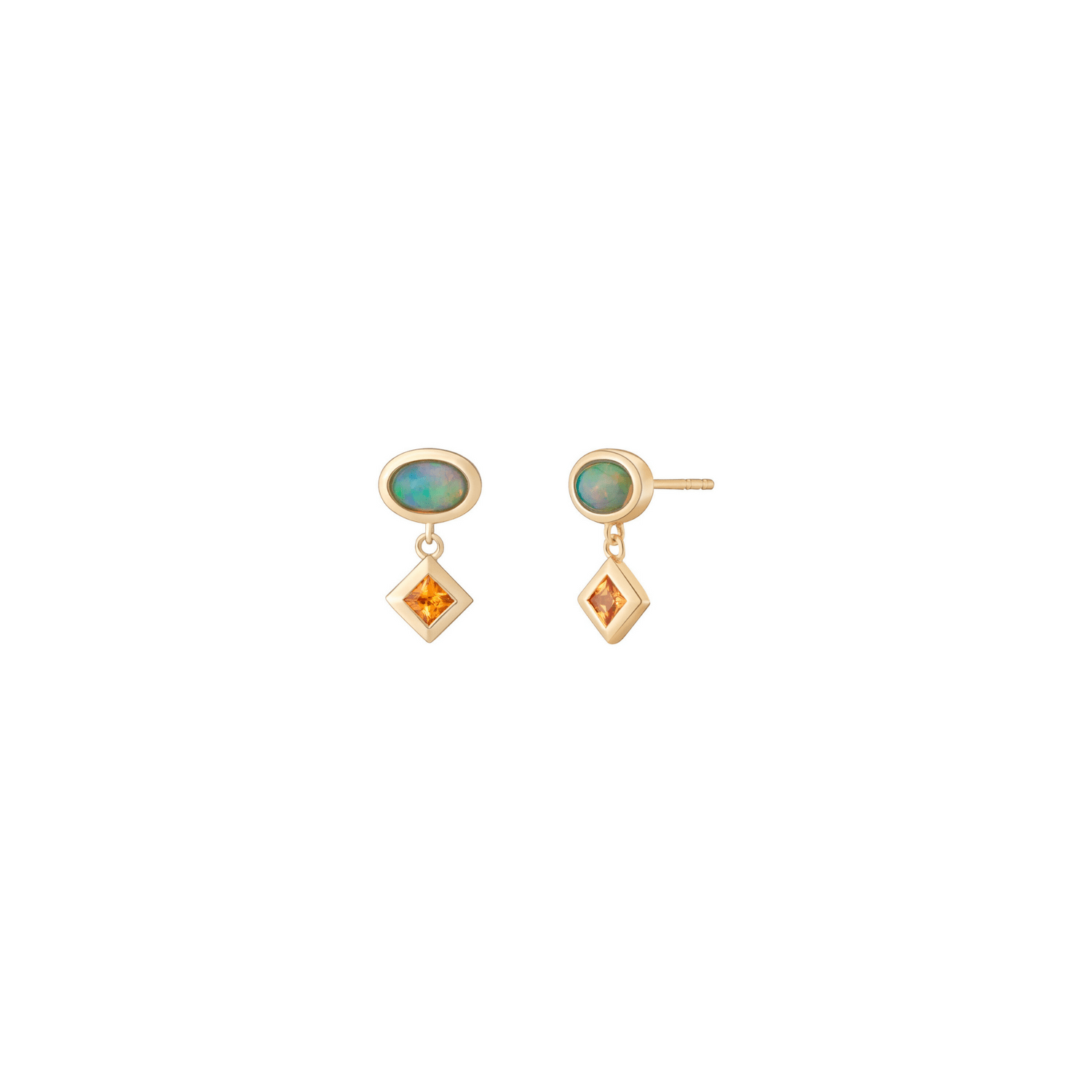 Mined + Found Earrings tassel earrings, opal + orange sapphire