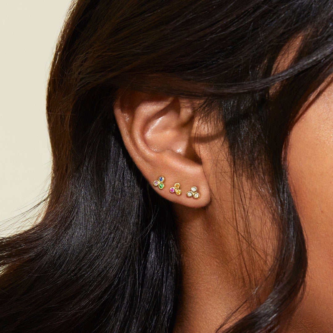 Mined + Found Earrings triette studs, cool mix