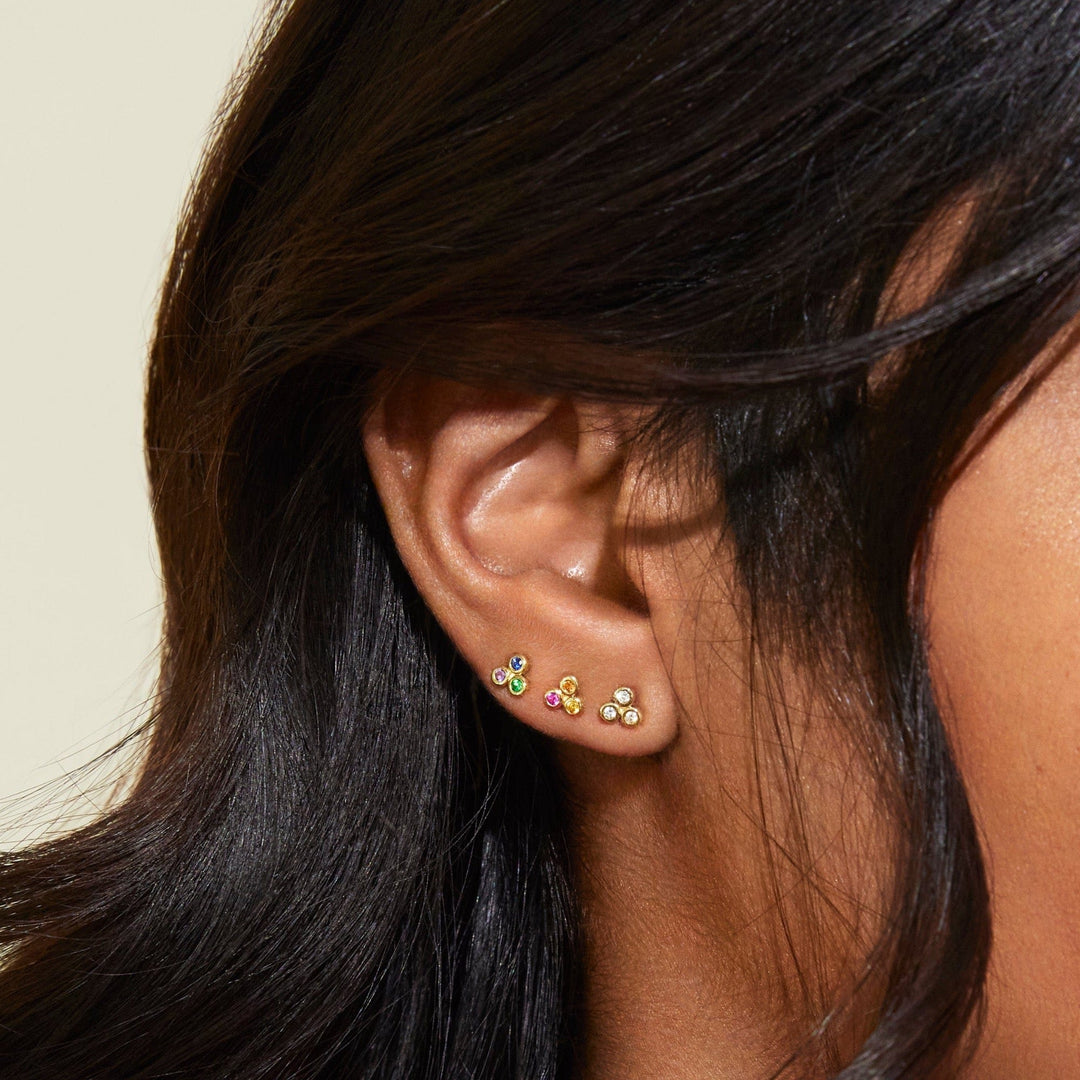 Mined + Found Earrings triette studs, diamond