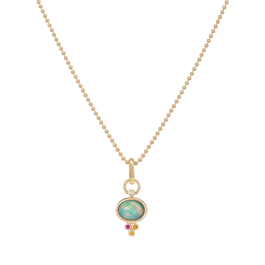 Mined + Found Pendants trio pendant, opal + warm sapphire