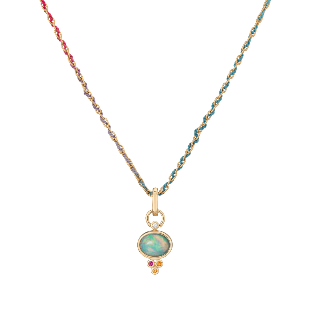 Mined + Found Pendants trio pendant, opal + warm sapphire