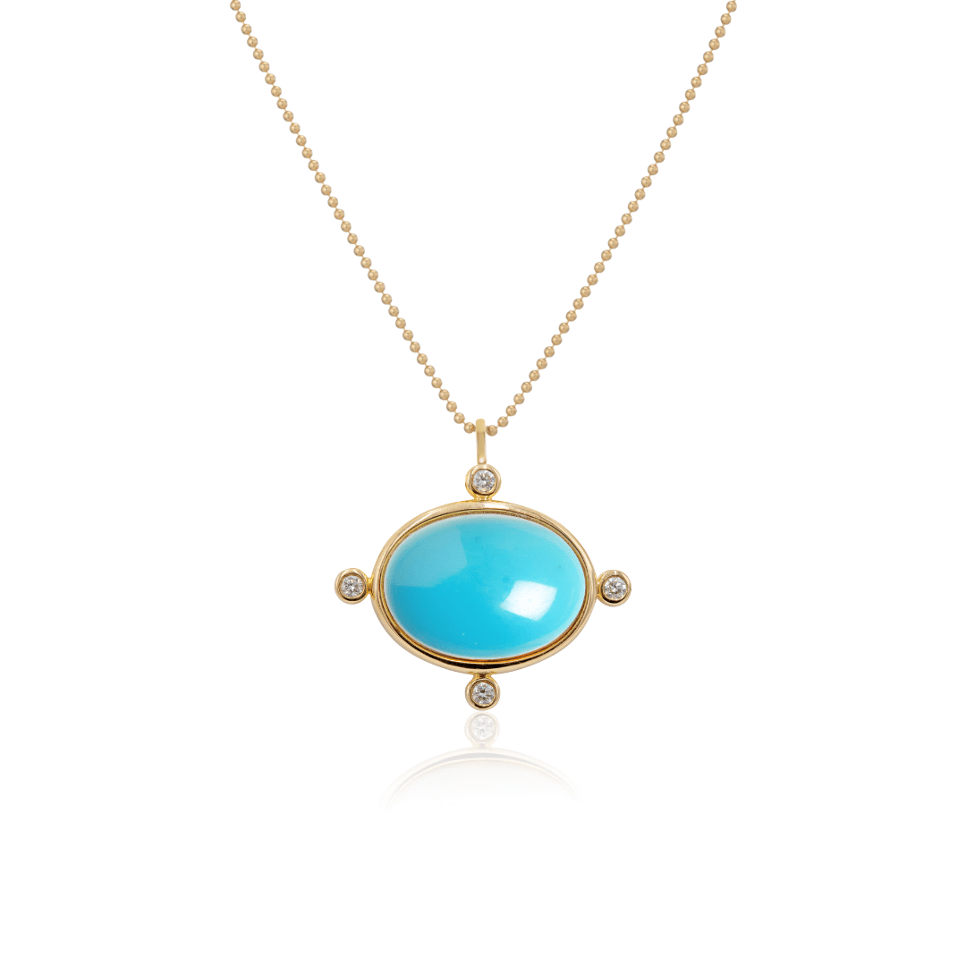 Mined + Found Pendants turquoise + diamond compass necklace