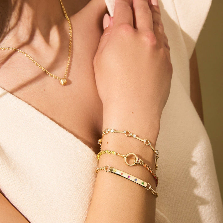 Mined + Found Bracelets woven eightfold chain bracelet, cool rainbow silk®