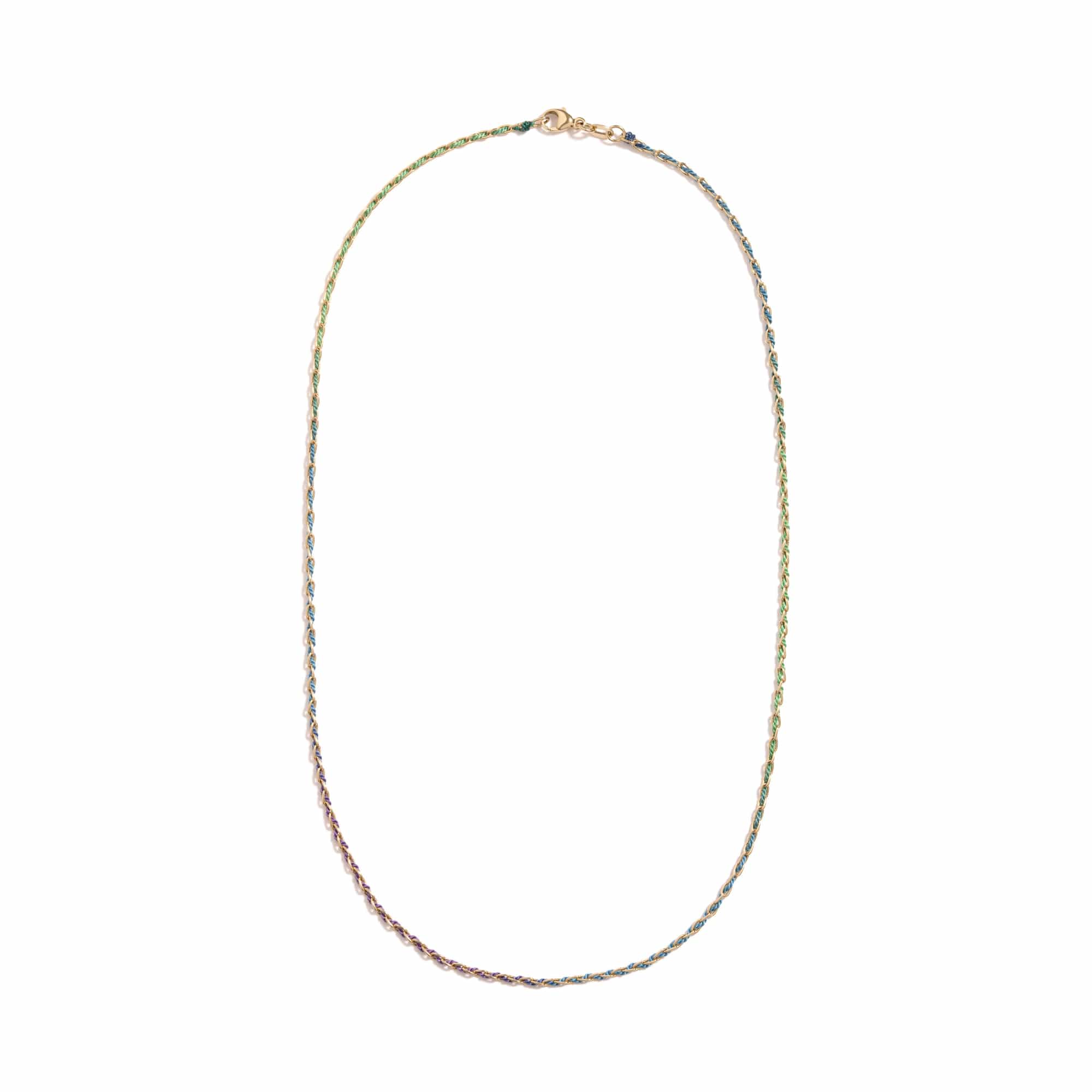 Mined + Found Necklaces woven long links necklace, cool rainbow silk®