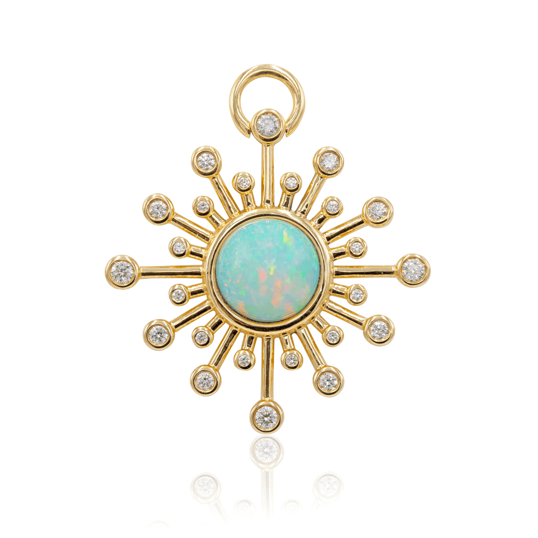 Mined + Found Pendants aurora pendant - opal and diamond