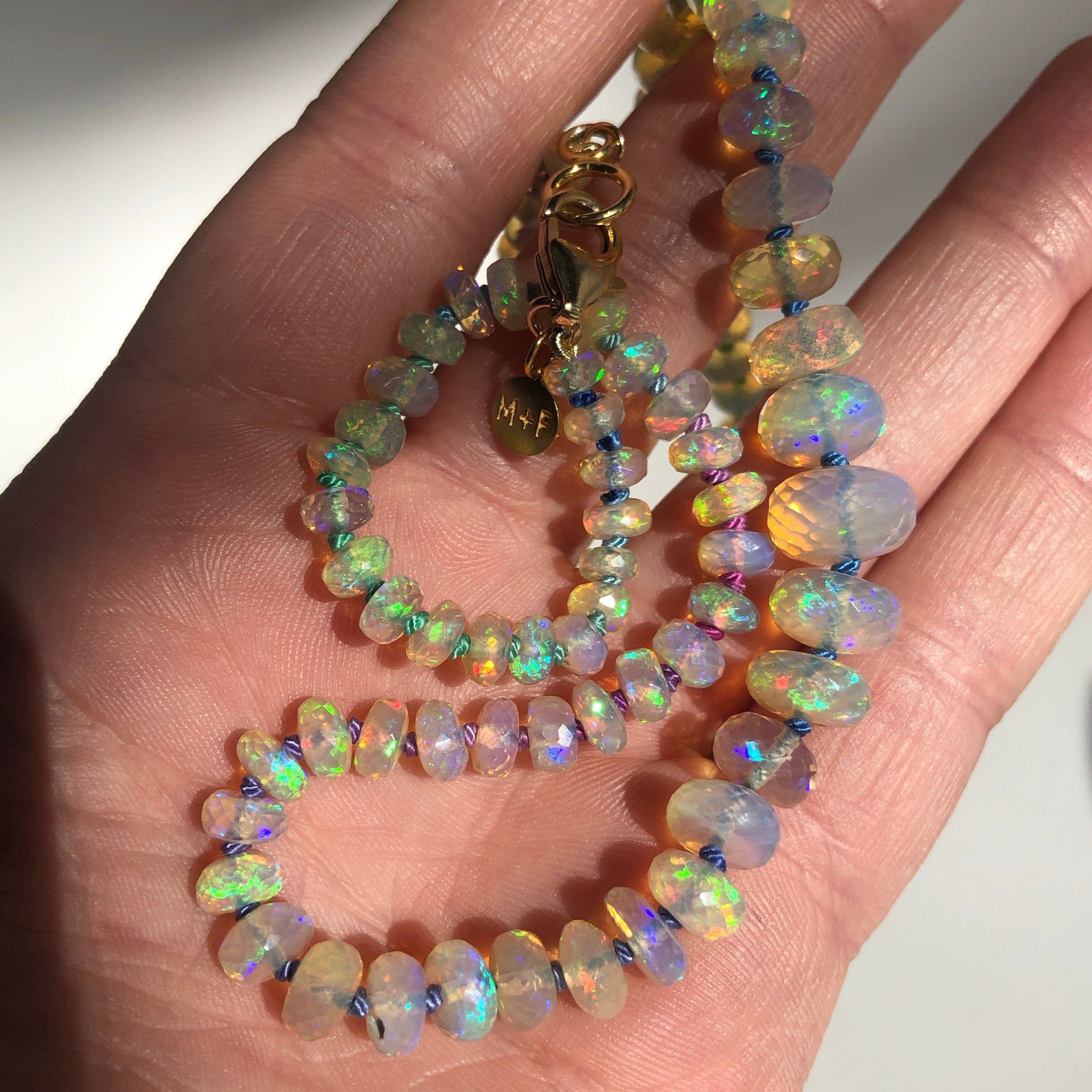 Mined & Found Necklaces opal grad necklace, cool rainbow silk®