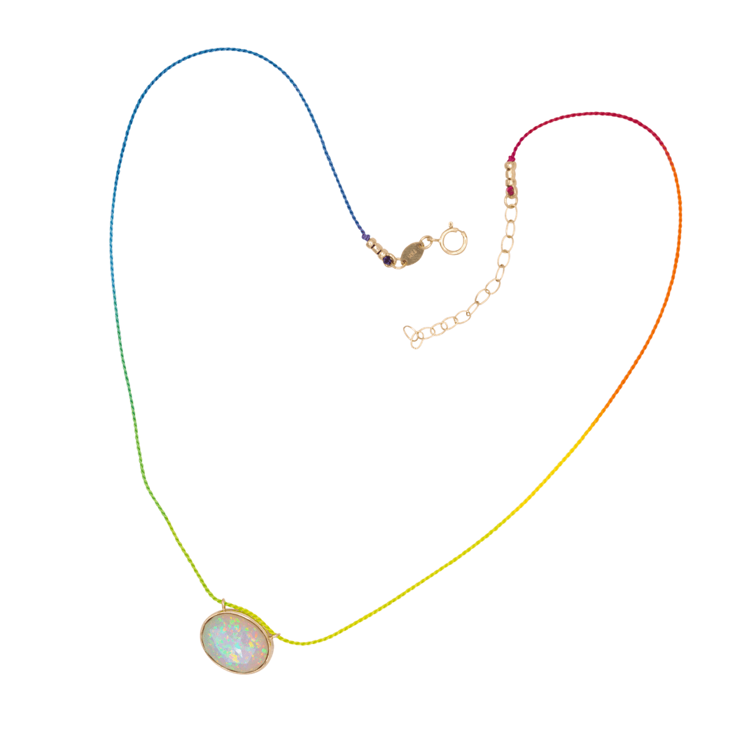 Mined + Found Pendants 'pinfire' opal + rainbow silk® one of a kind pendant